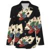 Chips with Poker Cards Women's Irregular Hem Shirt Casual Button Down Blouse Fit Tops for Home Work S view 4