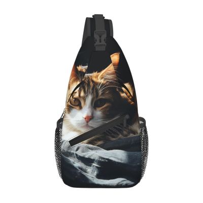 GlbnSHeric Sling Bag for Women Men Crossbody Bag Sling Backpack Resting Cat Cross Body Bag Adjustable Chest Bag, Resting Cat, One Size