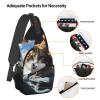 GlbnSHeric Sling Bag for Women Men Crossbody Bag Sling Backpack Resting Cat Cross Body Bag Adjustable Chest Bag, Resting Cat, One Size view 4