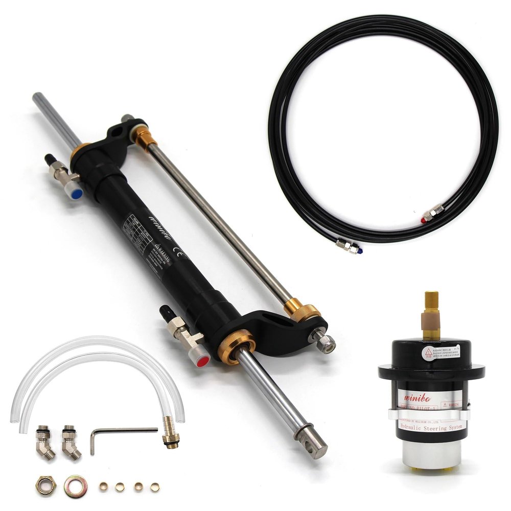DSUIUWER Winibo 90HP Outboard Hydraulic Steering System Compatible with Boat with Helm Pump Cylinder and Tubes ZA0301