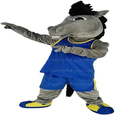 FurryMascot Gray Mustang Horse Animal Mascot Costume Party Carnival Costumes With Fan Inside the Head