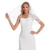 chrumeshi Bachelorette Party Veil Short Bridal Veils For Women Wedding shoulder length White view 3