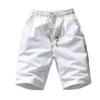 XZQYJKP Summer Cotton Shorts Men Solid Color Shorts Male Straight Loose Men's Breathable Elastic Waist Shorts White M view 1