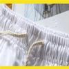 XZQYJKP Summer Cotton Shorts Men Solid Color Shorts Male Straight Loose Men's Breathable Elastic Waist Shorts White M view 2