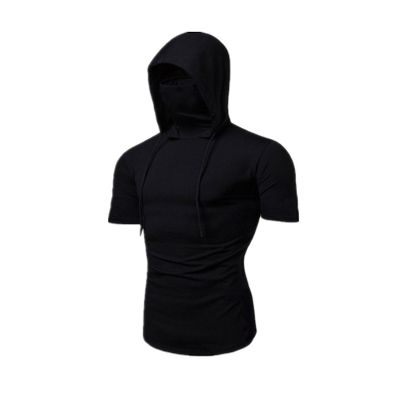 Comfortable Hoodies with Mask for Men - Slim Fit Muscle Fishing Shirt UV Neck Gym Running Base Layer Sportswear(Black,Medium)
