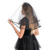 chrumeshi Bachelorette Party Veil Short Bridal Veils For Women Wedding Halloween Veil shoulder length (Black) view 2