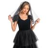 chrumeshi Bachelorette Party Veil Short Bridal Veils For Women Wedding Halloween Veil shoulder length (Black) view 4