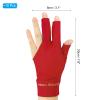 PATIKIL 10pcs 3 Finger Pool Glove Left Hand, Billiard Gloves Pool Cue Accessories for Shooter Carom Pool Snooker Cue Sport, Red view 2