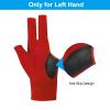 PATIKIL 10pcs 3 Finger Pool Glove Left Hand, Billiard Gloves Pool Cue Accessories for Shooter Carom Pool Snooker Cue Sport, Red view 3