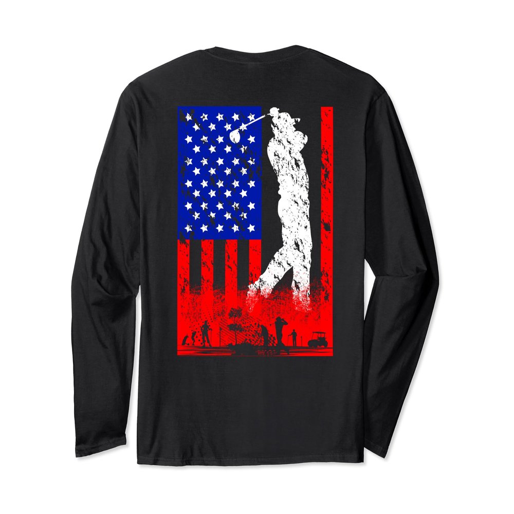 American Flag Golf Club USA 4th Of July For Men Women Kids Long Sleeve T-Shirt