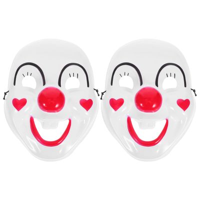 Amosfun 2Pcs Clown Mask with Adjustable Strap Child Teens Full Face Cosplay Mask Props Halloween Masquerade Carnival Circus Party Supply 6.69 x 8.66 Inch