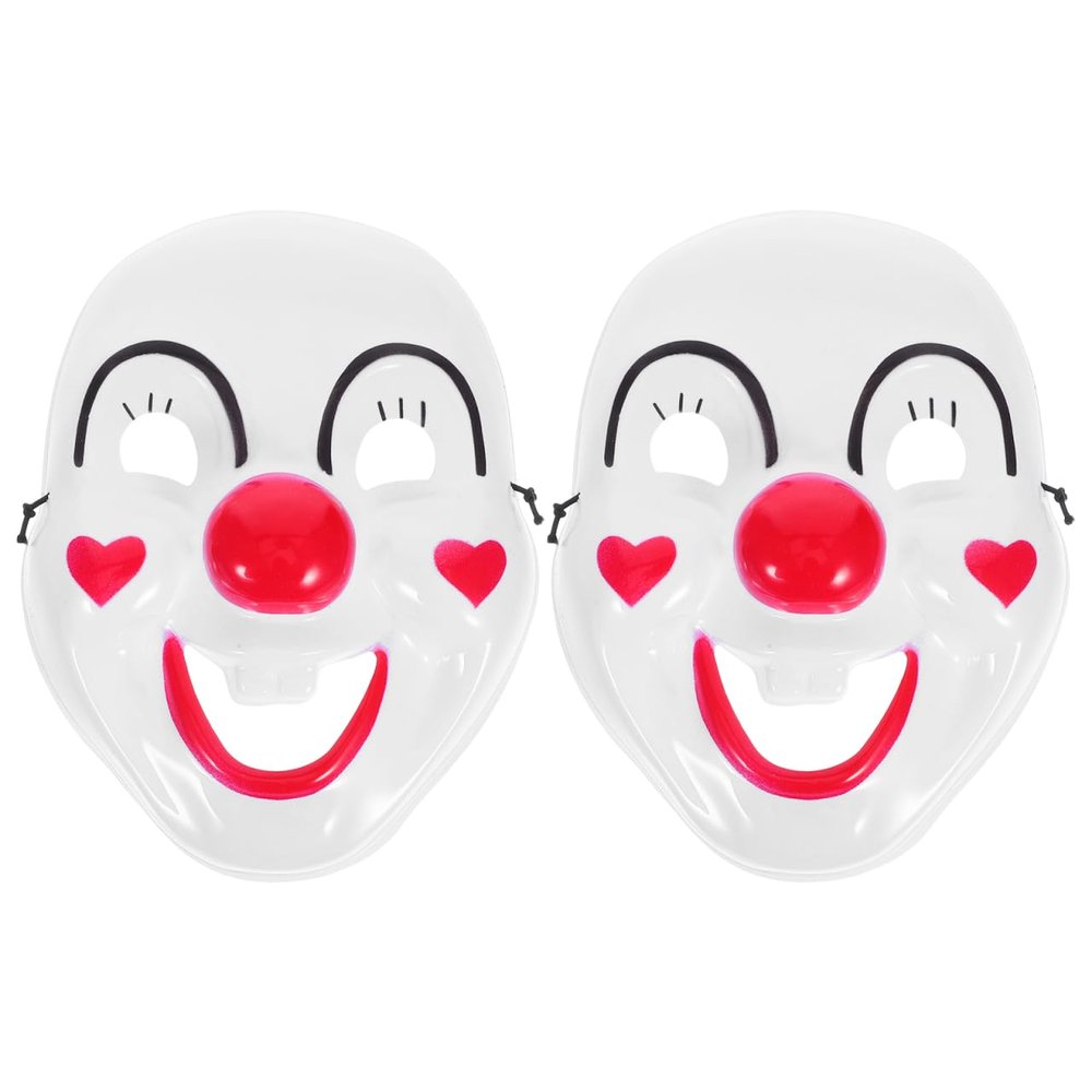 Amosfun 2Pcs Clown Mask with Adjustable Strap Child Teens Full Face Cosplay Mask Props Halloween Masquerade Carnival Circus Party Supply 6.69 x 8.66 Inch