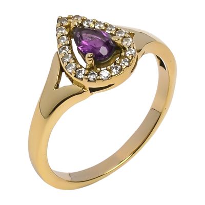HighLightIN Stunning Amethyst Ring | Dainty Ring | Engagement Ring | Statement Ring | Cubic Ring | Amethyst Gemstone Ring | Gift For Women (9)