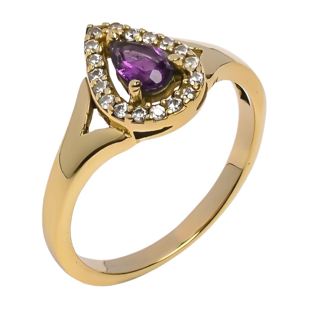HighLightIN Stunning Amethyst Ring | Dainty Ring | Engagement Ring | Statement Ring | Cubic Ring | Amethyst Gemstone Ring | Gift For Women (9)