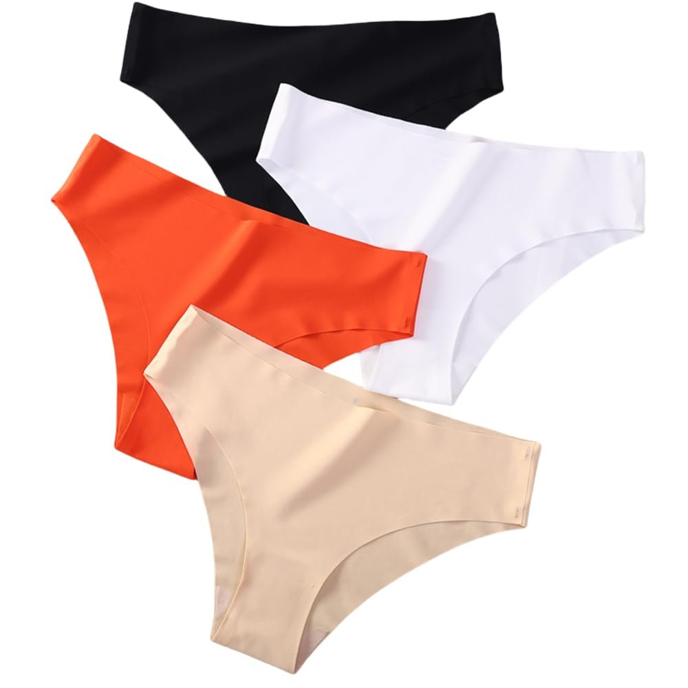 Vast Dust Daylily Women's Seamless Bikini Underwear, Pack of 4, Black, White, Orange (US, Alpha (Alpha), M, Regular, 100, Multicolor)
