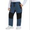 MoFiz Kids Boys Girls Hiking Snow Ski Pants Waterproof Winter Warm Elastic Waist Pants Thick Fleece Lined with Zipper Pocket Dusty Blue and Black X-Large view 2