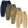 Boys' and Toddler Pull On Cargo Pants Baby Boys Loose Long Pant with Pockets Lightweight Fall Toddler (Navy, 3-4 Years) view 1