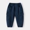 Boys' and Toddler Pull On Cargo Pants Baby Boys Loose Long Pant with Pockets Lightweight Fall Toddler (Navy, 3-4 Years) view 2