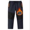 MoFiz Kids Boys Girls Hiking Snow Ski Pants Waterproof Winter Warm Elastic Waist Pants Thick Fleece Lined with Zipper Pocket Dark Grey and Black X-Large view 1