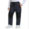 MoFiz Kids Boys Girls Hiking Snow Ski Pants Waterproof Winter Warm Elastic Waist Pants Thick Fleece Lined with Zipper Pocket Dark Grey and Black X-Large view 2