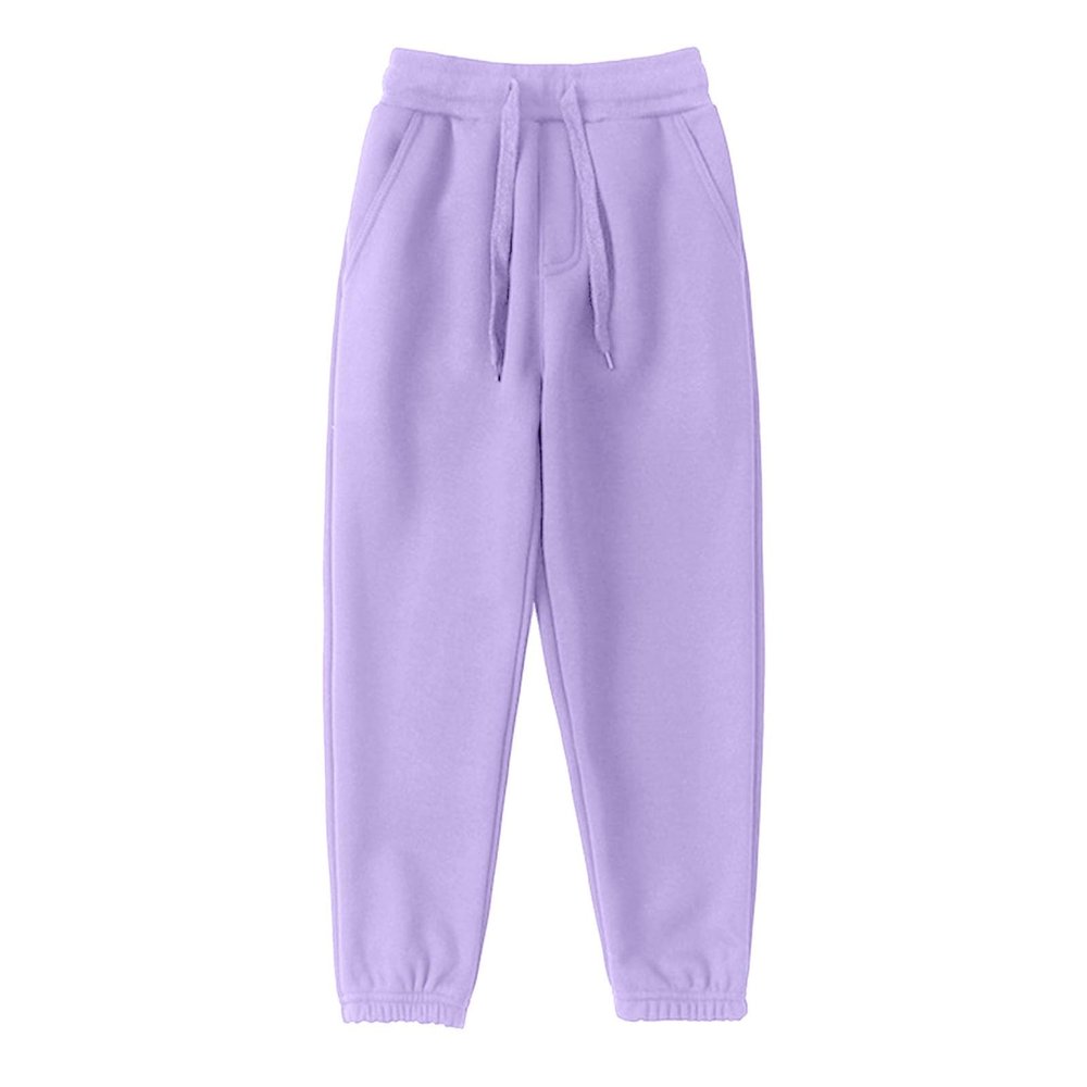 Girls Boys Sweatpants Fleece Athletic Workout Toddler Cargo Joggers for Sports Outdoor with Pocket (Purple, 9-11 Years)