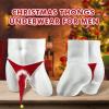GENEMEN Christmas Underwear for Men G-strings Thongs Briefs Sexy Santa Costume Lingerie (D-Red) view 3