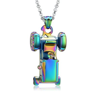 AIWENXI Tractor Cremation Jewelry Urns Necklaces for Ashes Stainless Steel Small Train Design Holder Keepsakes Memorial Urns Pendant Jewelry for Men Women Gifts