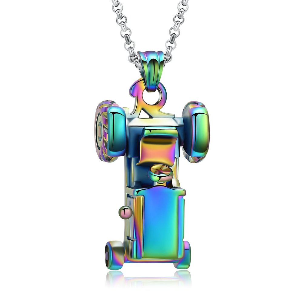 AIWENXI Tractor Cremation Jewelry Urns Necklaces for Ashes Stainless Steel Small Train Design Holder Keepsakes Memorial Urns Pendant Jewelry for Men Women Gifts