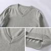 School Girl Boy V Neck Solid Color Sweater Cardigan Long Sleeve Knit Top for 4 to 7 Years Shirts (Light Blue, 7-8 Years) view 3