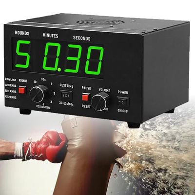 GJVBGA Classic Boxing Interval Timer, Professional Gymnastics Timer with LED Display, 1-12 Challenge Rounds and Adjustable Buzzer 30S-10min Workout and 0/30/60S Rest Time(Color:Green)