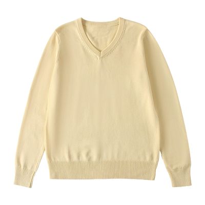 School Girl Boy V Neck Solid Color Sweater Cardigan Long Sleeve Knit Top for 4 to 7 Years Shirts (Yellow, 9-10 Years)