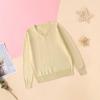 School Girl Boy V Neck Solid Color Sweater Cardigan Long Sleeve Knit Top for 4 to 7 Years Shirts (Yellow, 9-10 Years) view 2