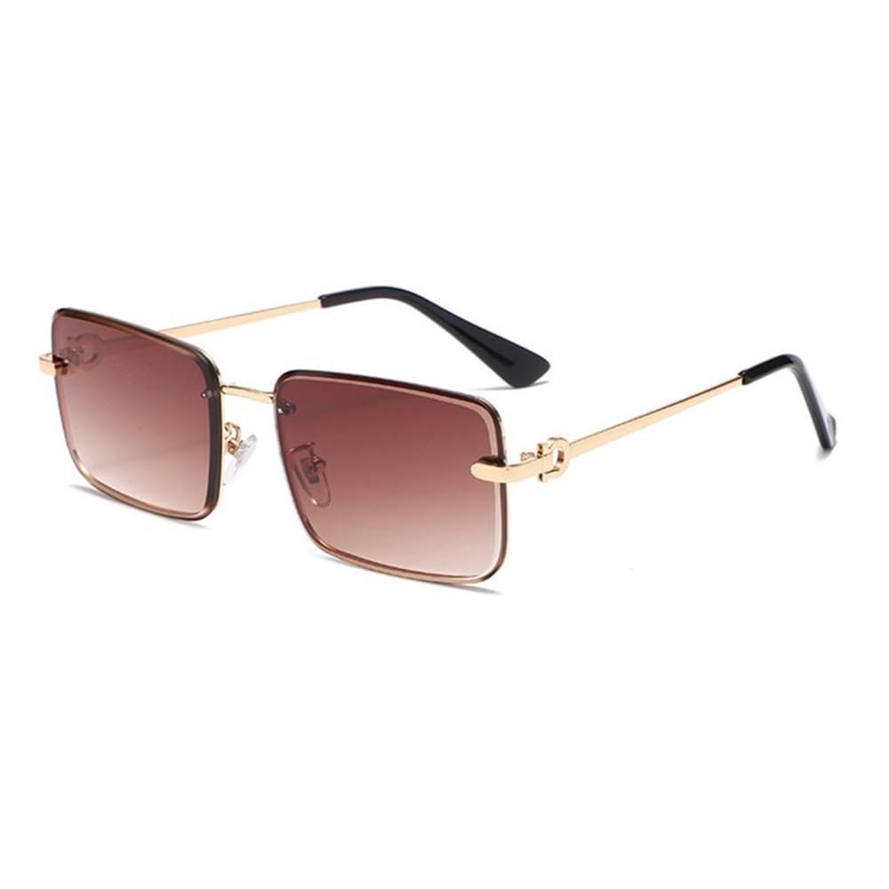 Metal Small Sunglasses Women Men Rectangle Vintage Hip Hop Sun Glasses Female Eyewear UV400,gradient tea,One size