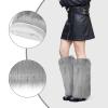 XEPST Faux Fur Fuzzy Leg Warmers Furry Boot Covers for Women, Women's Fur Leg Warmers Warm Fuzzy Boot Cuff Boot Sleeves for Party Costumes, Gray view 3