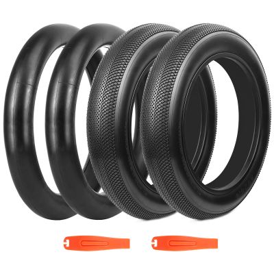 Balinge E-Bike 20x4.0 Fat Tire 20 x 4 Fat Tire with Tubes 2 Pack Heavy Duty High-Performance Wear-Resistant Mountain Snow Bike Tire, E-Bike Tires 20x4, 20x4 Tire, Black