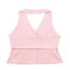 Women Two Piece Set Solid Tank Tops & Straight Leg Pants Vintage V-Neck Single Breasted Female Chic Pants Suit Gray Vest S view 3