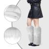 XEPST Faux Fur Fuzzy Leg Warmers Furry Boot Covers for Women, Women's Fur Leg Warmers Warm Fuzzy Boot Cuff Boot Sleeves for Party Costumes, Silver view 2