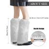 XEPST Faux Fur Fuzzy Leg Warmers Furry Boot Covers for Women, Women's Fur Leg Warmers Warm Fuzzy Boot Cuff Boot Sleeves for Party Costumes, Silver view 3