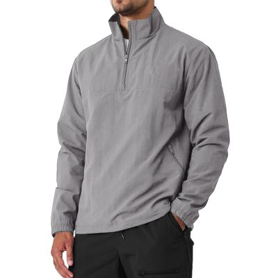 Aulemen Men's Casual Quarter Zip Pullover Golf Windbreakers Athletic Lightweight Jacket Hiking Running Sweatshirt with Pockets