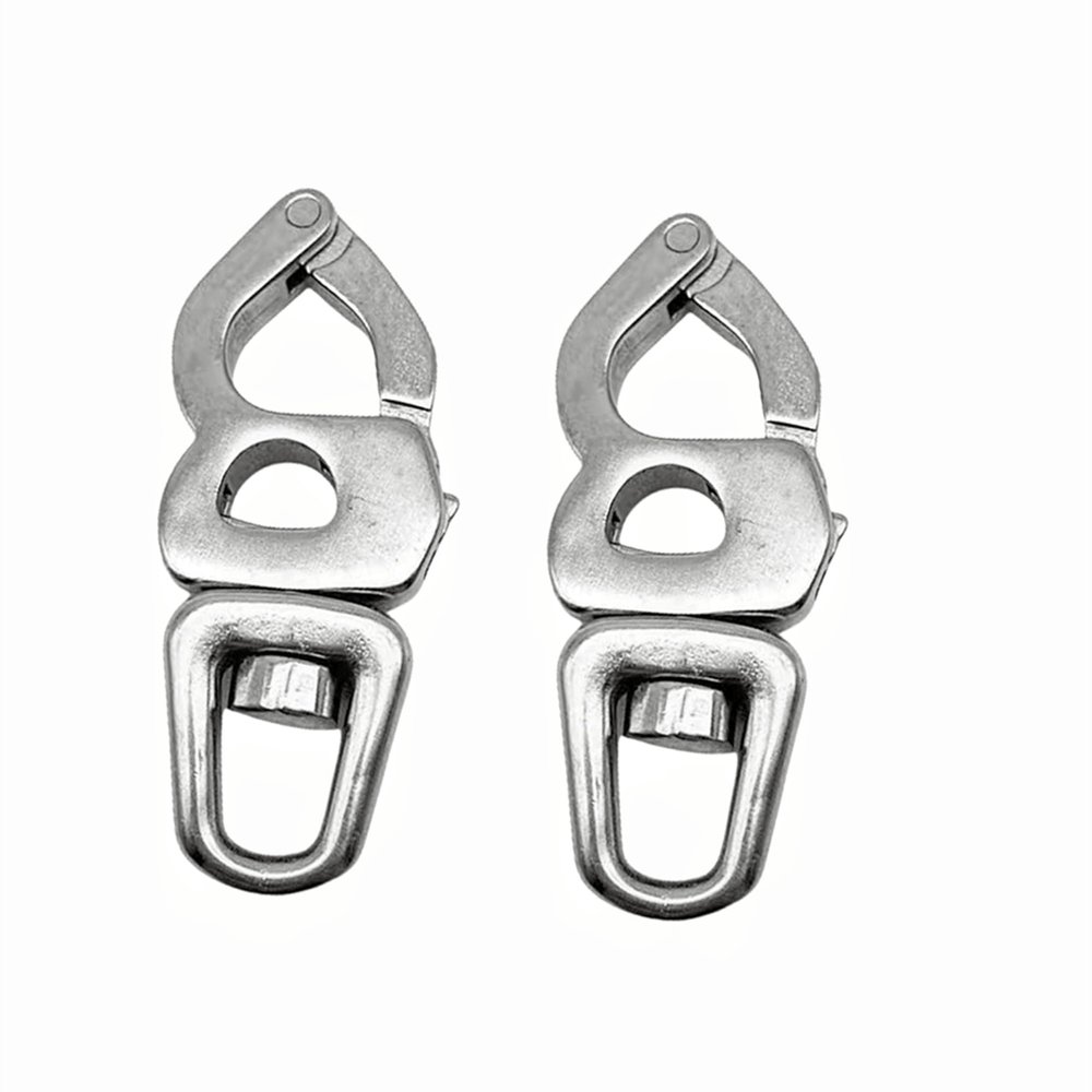 HAIWEN Marine 316 Stainless Steel Quick Release Snap Shackle,360 Degree Rotation Sailing Rigging Fast Eye Snap Hook (2Pcs, Length:86mm/3")