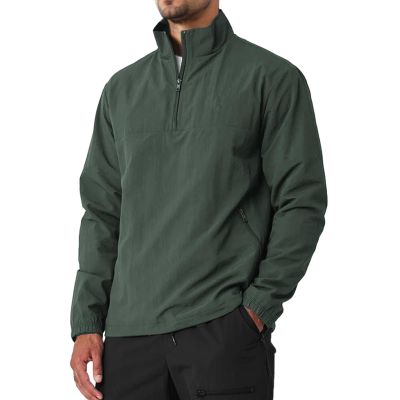 Aulemen Men's Casual Quarter Zip Pullover Golf Windbreakers Athletic Lightweight Jacket Hiking Running Sweatshirt with Pockets