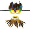 haozaikeji Women Feather Shawl with Mask, Gothic Feather Neck Collar Feather Cape Shawl for Halloween Carnival Dance Costume view 1