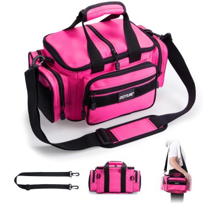 Goture Fishing Tackle Bag, 600D Water-Resistant Soft Side Crossbody Sling Bag for Women,Small Gear Storage Tactical Bags for Saltwater & Freshwater,Fits 3 3600 Tackle Boxes(Not Included)