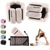 BECOJADDE Ankle Weights for Women Men Adjustable 1LB Wrist Weights Bracelet Set of 2 for Home Gym Weighted Bangles Wristbands Leg Arm Weights for Walking Swimming Running Pilates Yoga Gym, Beige view 1