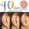 Tiny Mini Opal Huggie Hoop Earrings Upper Ear Cartilage Helix 18k Gold Plated Minimalist Simple Small 10mm Blue opal Hoop Earrings view 3