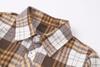 Betusline Girls' Plaid Flannel Shirt, Kids Long Sleeve Button Button Shirts Tops,F Brown & Gray #19-10 Years= Tag 160 view 3