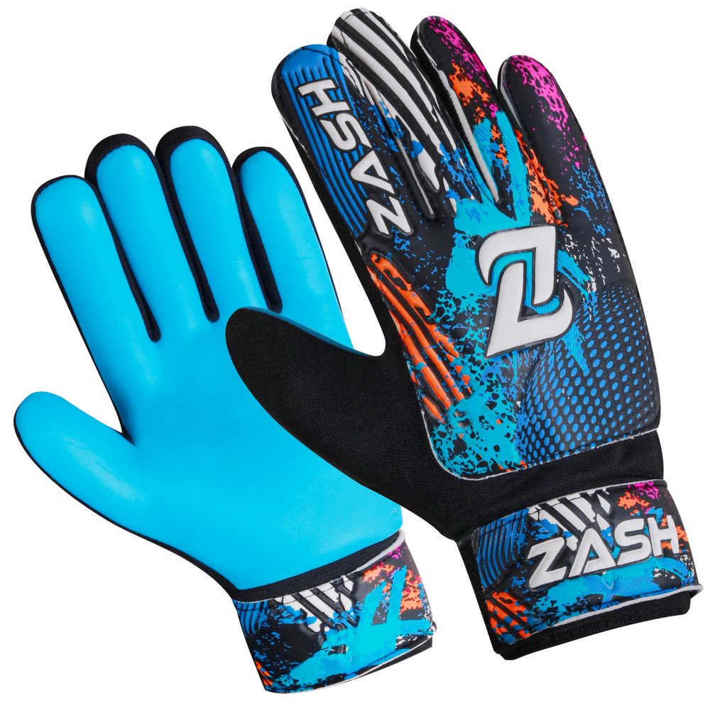 ZASH Soccer Goalie Gloves for Kids, Youth & Adult Football Goalkeeper Gloves Double Wrist Protection with 4-mm Latex Strong Grip Palm (Cyan Blue, Size 3 Suitable for 5 to 6 Year Old)