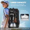 AUROTIER Rolling Baseball Backpack with Off-road Wheels, Wheeled Catchers Gear Bag for Baseball Equipment, 4 Bats, Large Softball Bag for TBall, Helmet & Accessories with Fence Hook, Black view 2