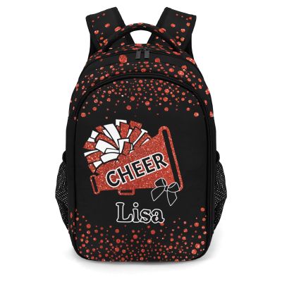 Zaaprint Cheerleaders Red Orange Schoobag Backpack Waterproof Shoulder Bag for Gilrs Boys Competition Training