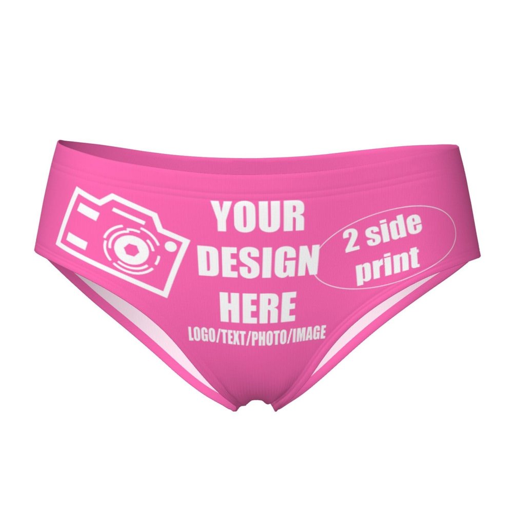 Custom Panties Customize Your Text/Image Custom Underwear with Photo Customized Sexy Funny Underwear for women Customized Gifts for Mom Wife Anniversaries 3X-Large Pink